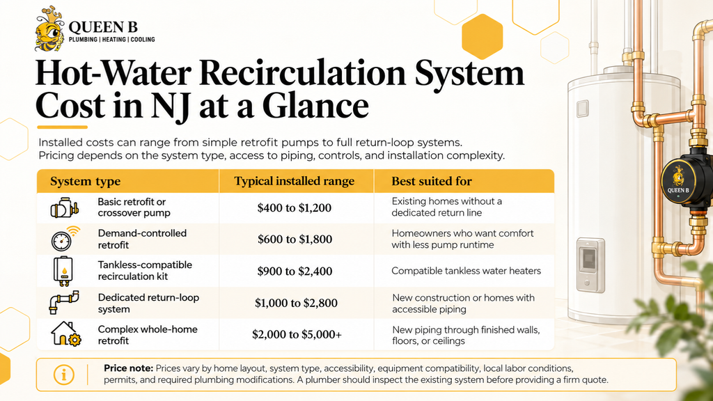 Hot-Water Recirculation System Cost in NJ at a Glance